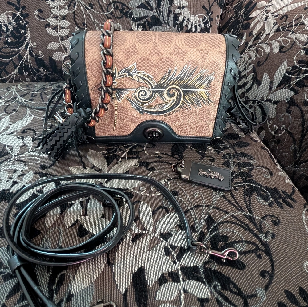 Coach Dinky19 Fringe Charms Chelsea Champlain Tattoo crossbody whipstitch 36849 - Picture 9 of 12